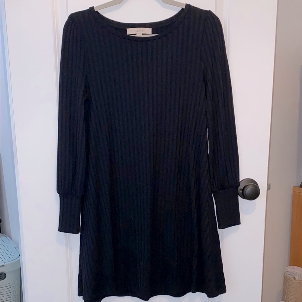 LOFT Midnight Ribbed Knit Dress